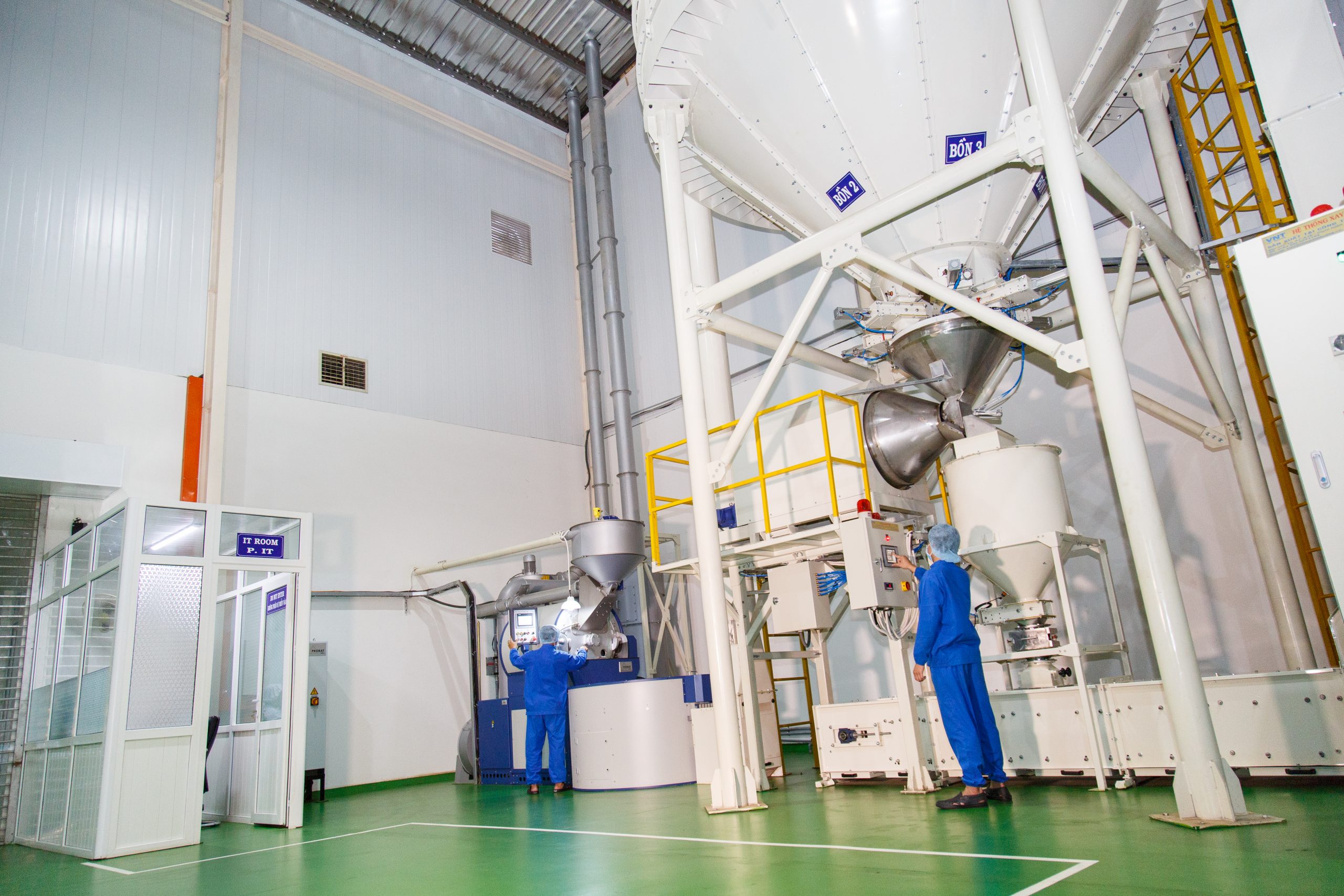Coffee processing equipment forms part of the production base used to serve export markets.