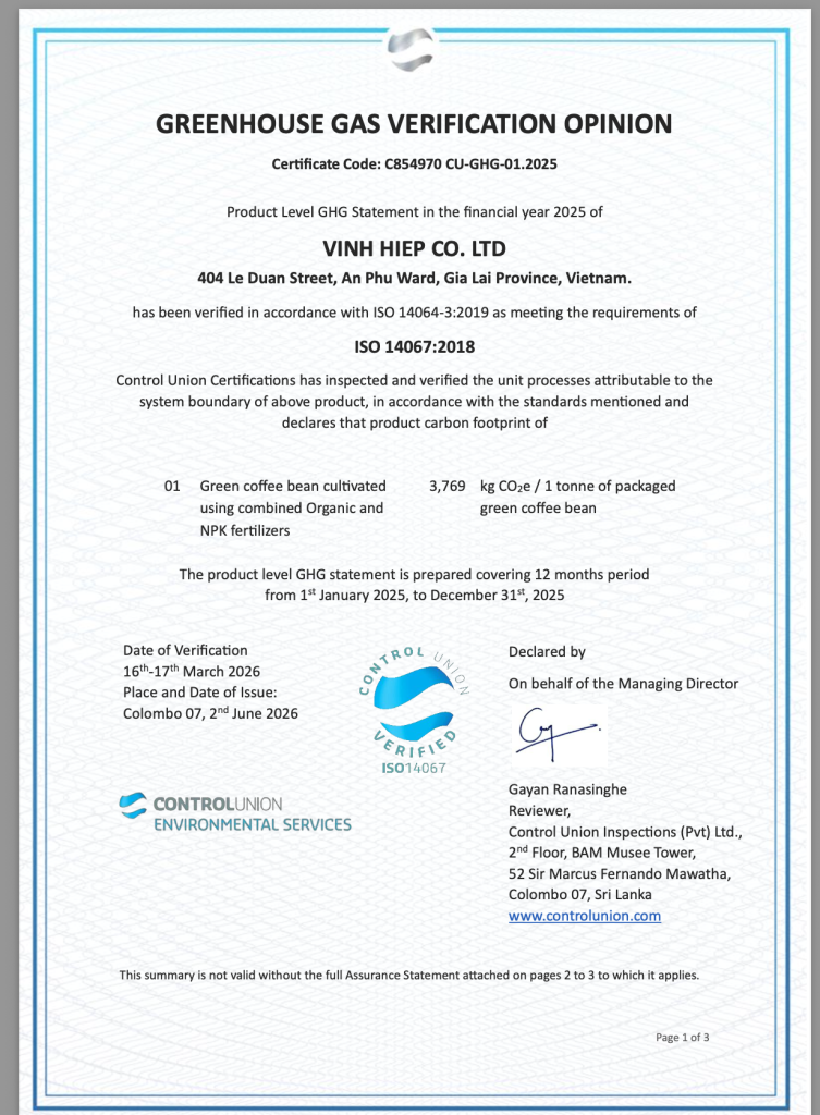 Vinh Hiep ISO 14067:2018